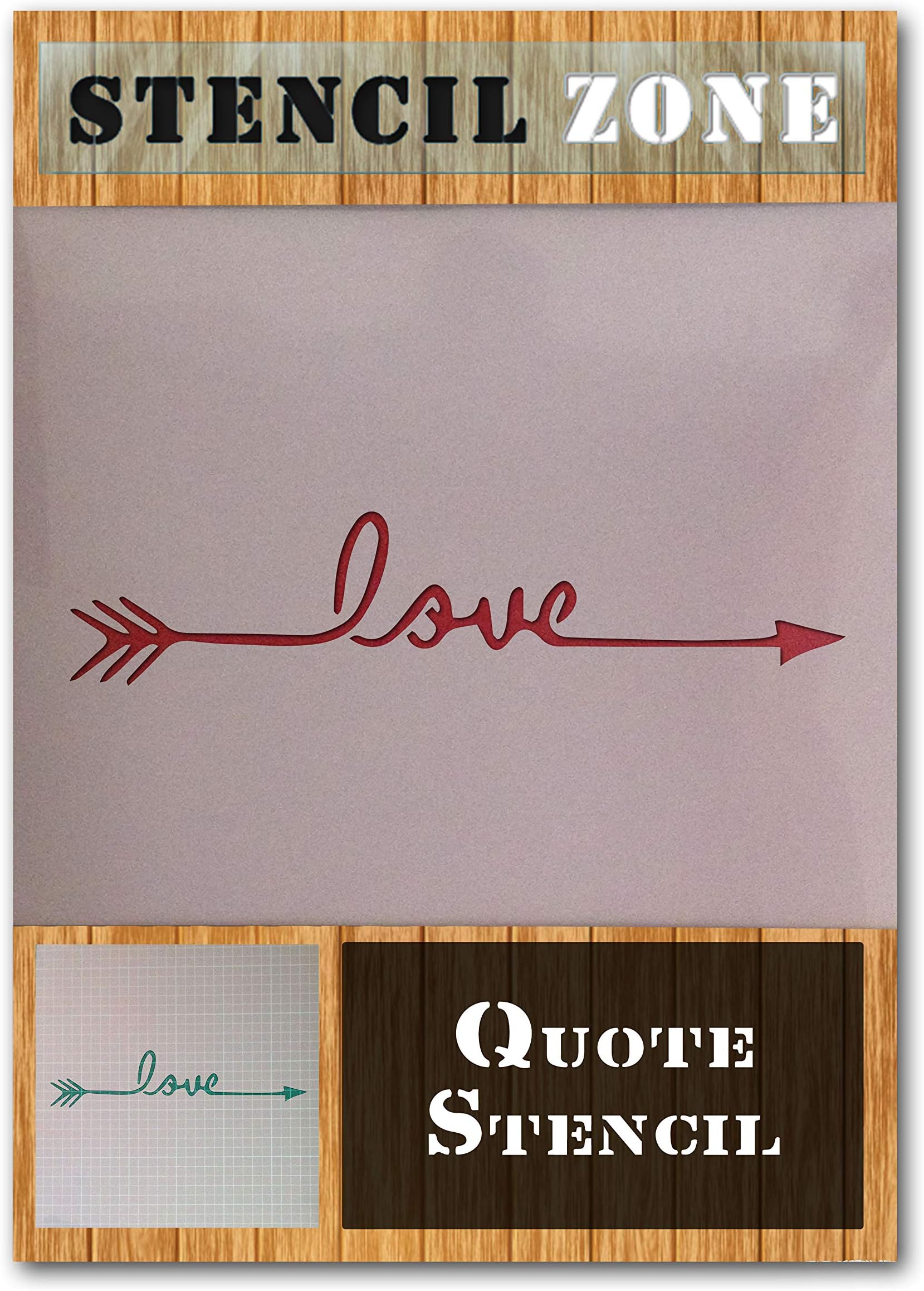Love Arrow Quote Heart Mylar Airbrush Painting Wall Art Crafts Stencil -XS