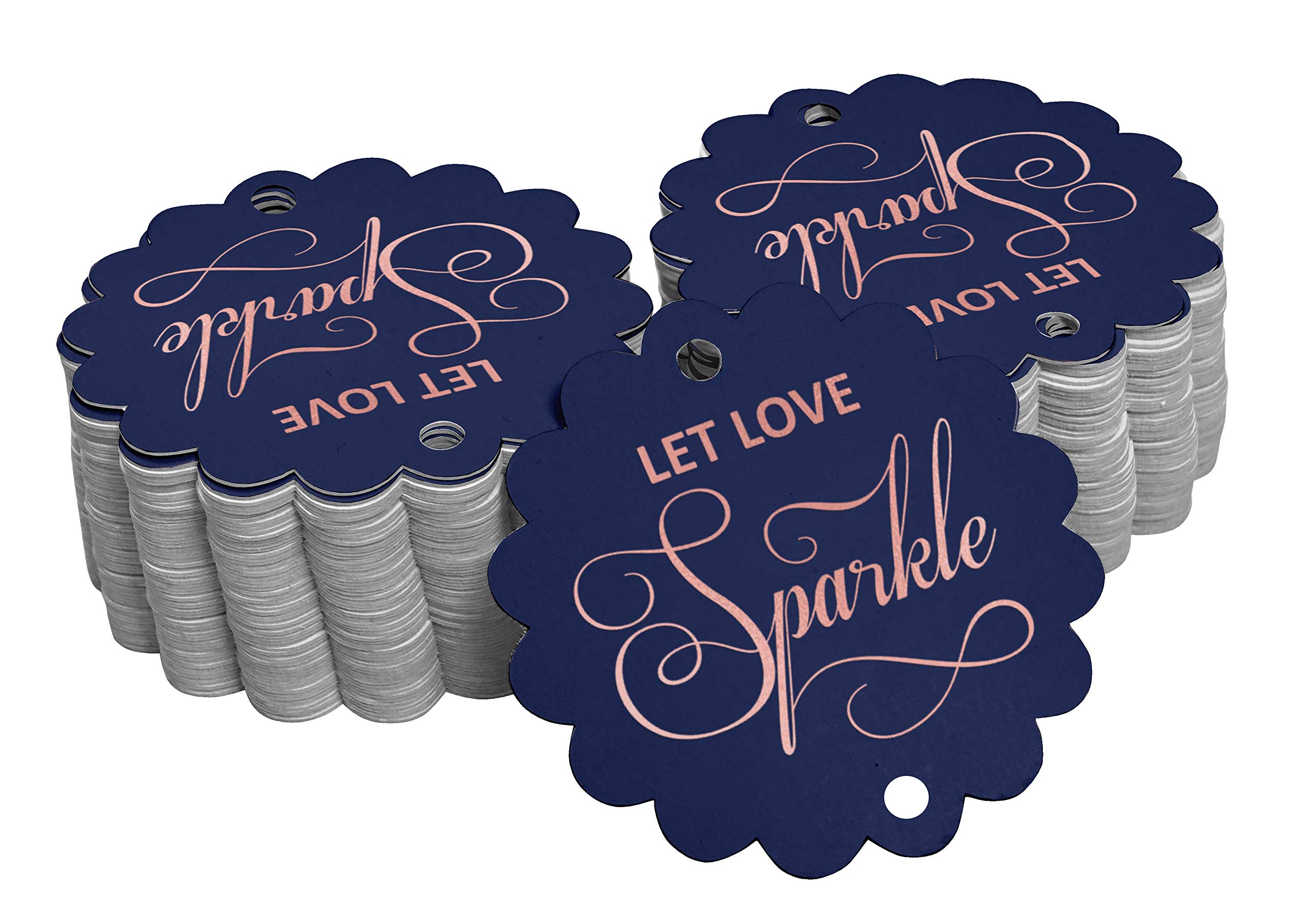 Inkdotpot Pack Of 50 Real Rose Gold Foil Paper Tags Let Love Sparkle Wedding Favor Hang Tags