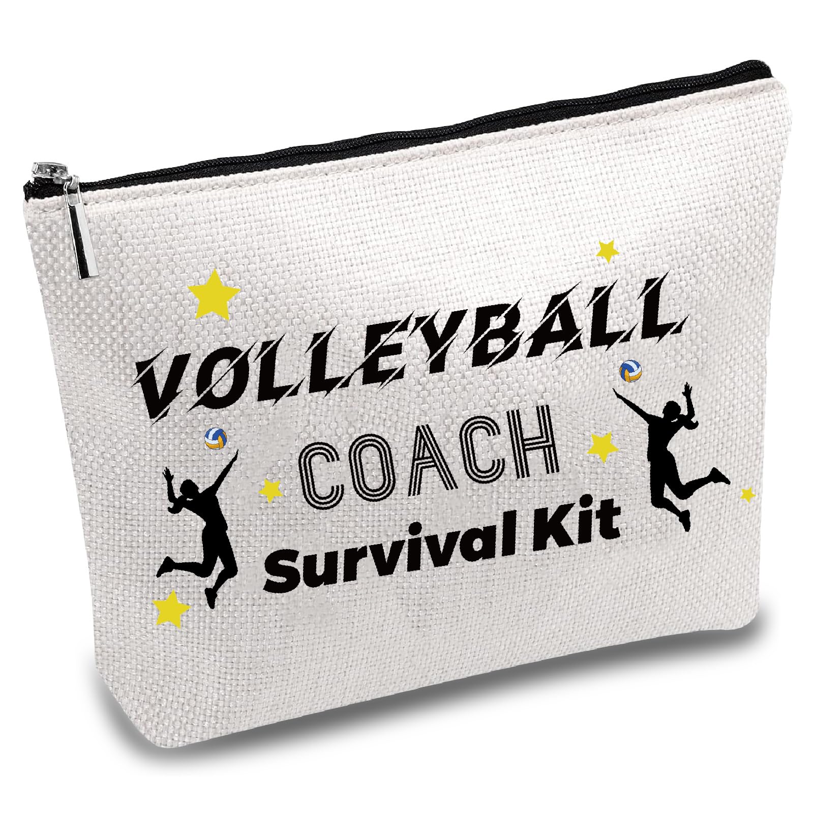 CREATCABIN Volleyball Makeup Bag Volleyball Survival Kit Bag Polycotton Cosmetic Multi-Purpose with Zipper Travel Sport Work Canvas Pouch for Team Women Student Gifts 10 x 7 Inch