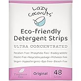LAZY COCONUTS Eco Friendly, Plant Powered Laundry Detergent Strips - Fragrance Free, Unscented, Ultra Concentrated, Earth Friendly No Plastic - Lightweight and Perfect For Home, Dorms, Travel, Camping