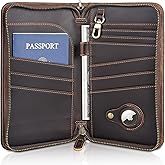 Polare Full Grain Leather Family Travel Passport Wallet and Documents Organizer RFID Blocking Case Holder Fits 6 Passports for Men and Women