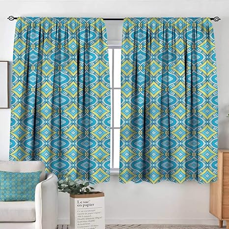 Amazon Com Familytaste Yellow And Blue Nursery Baby Care Curtains