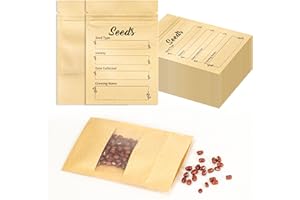YHNTGB 100pcs Seed Envelopes Resealable with Clear Window Kraft Paper Packets for Garden Flower Vegetable Plants Storage and Organizer 4.7 X 3.15inch