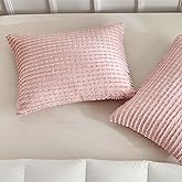 WARMDERN Pink Pillow Covers Queen Standard Pillow Cases Soft Microfiber Pillow Cases Set of 2 Boho Textured Pillowcase with Envelope Closure(Pink, Queen/Standard 20x26 Inches)