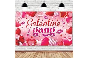 AISOSIKS Galentines Day Photo Backdrop,45.3’’ x 70.8’’ Happy Galentines Day Banner Decorations,Galentine Gang Photo Booth Props Background,BJ Girls Ladies Valentines Day Party Supplies