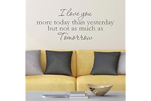 VINYL QUOTE ME I Love You More Today Than Yesterday But Not As Much As Tomorrow Vinyl Wall Decal | Bedroom Wall Decal | Black
