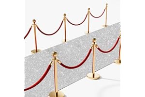 ROADTOFREE Glitter Carpet Runner 2.6FT x 30FT – Premium Non-Woven Sparkle Rug for Weddings, Movie Theme Parties & Events | Aisle Runner for Grand Entrances & Red Carpet Vibes (Glitter Silver, 2.6FTx30FT)