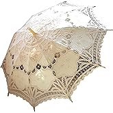AEAOA Handmade Ivory Lace Parasol Umbrella Wedding Bridal 30 Inch Adult Size