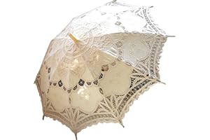 AEAOA Handmade Ivory Lace Parasol Umbrella Wedding Bridal 30 Inch Adult Size