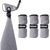 4Monster Golf Towels 3-Pack with Detachable Magnet and Portable Pouch, Quick-Dry Microfiber Golf Towel Set for Golf Bags,Custom Towel Gifts for Men or Women (3, Grey)