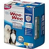 Four Paws Wee-Wee Superior Performance Pee Pads for Dogs with Runoff Barrier Edge Guard Protection, Puppy &amp; Dog Potty Training Pads, Housebreaking Supplies, 27.5" x 44" (18 Count)