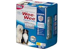 Four Paws Wee-Wee Superior Performance Pee Pads for Dogs with Runoff Barrier Edge Guard Protection, Puppy & Dog Potty Training Pads, Housebreaking Supplies, 27.5" x 44" (18 Count)