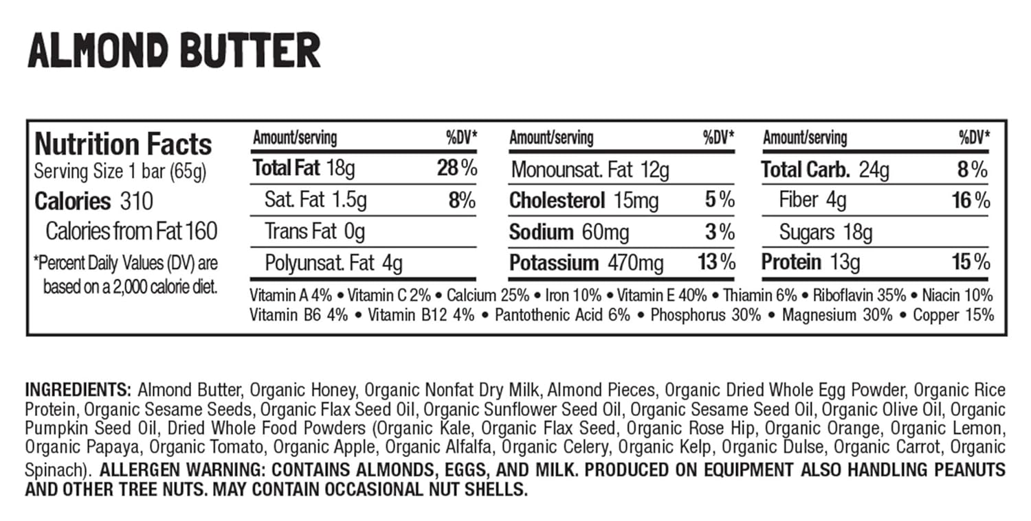 Perfect Bar Almond Butter Nutrition Runners High Nutrition
