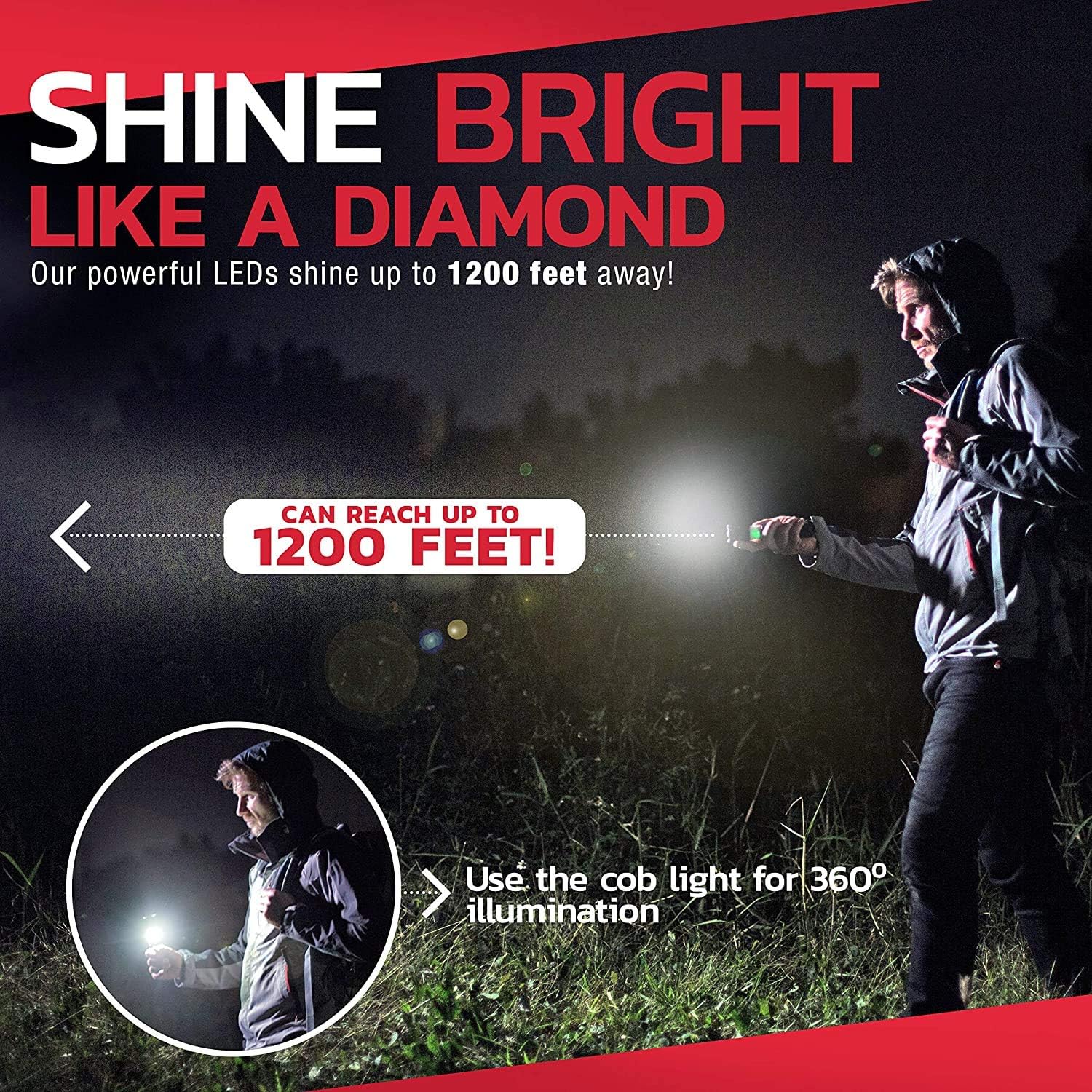 LumiNRG Tactical Flashlight Rechargeable High Powered 1000 Lumens LED Light - Zoomable, 4 Modes with COB Lantern Mode - Magnetic Base, Waterproof Ultra-Bright for Police, Emergency, Work, Hiking - - 