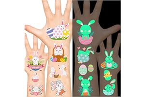XUTENGY Easter Basket Stuffers Luminous Temporary Tattoos Stickers for Kids，Glow Easter Decoration Party Supplies Favors， Easter Eggs Chicken Tattoo Sticker,Easter Hunt for Teens Girls Babies Adults