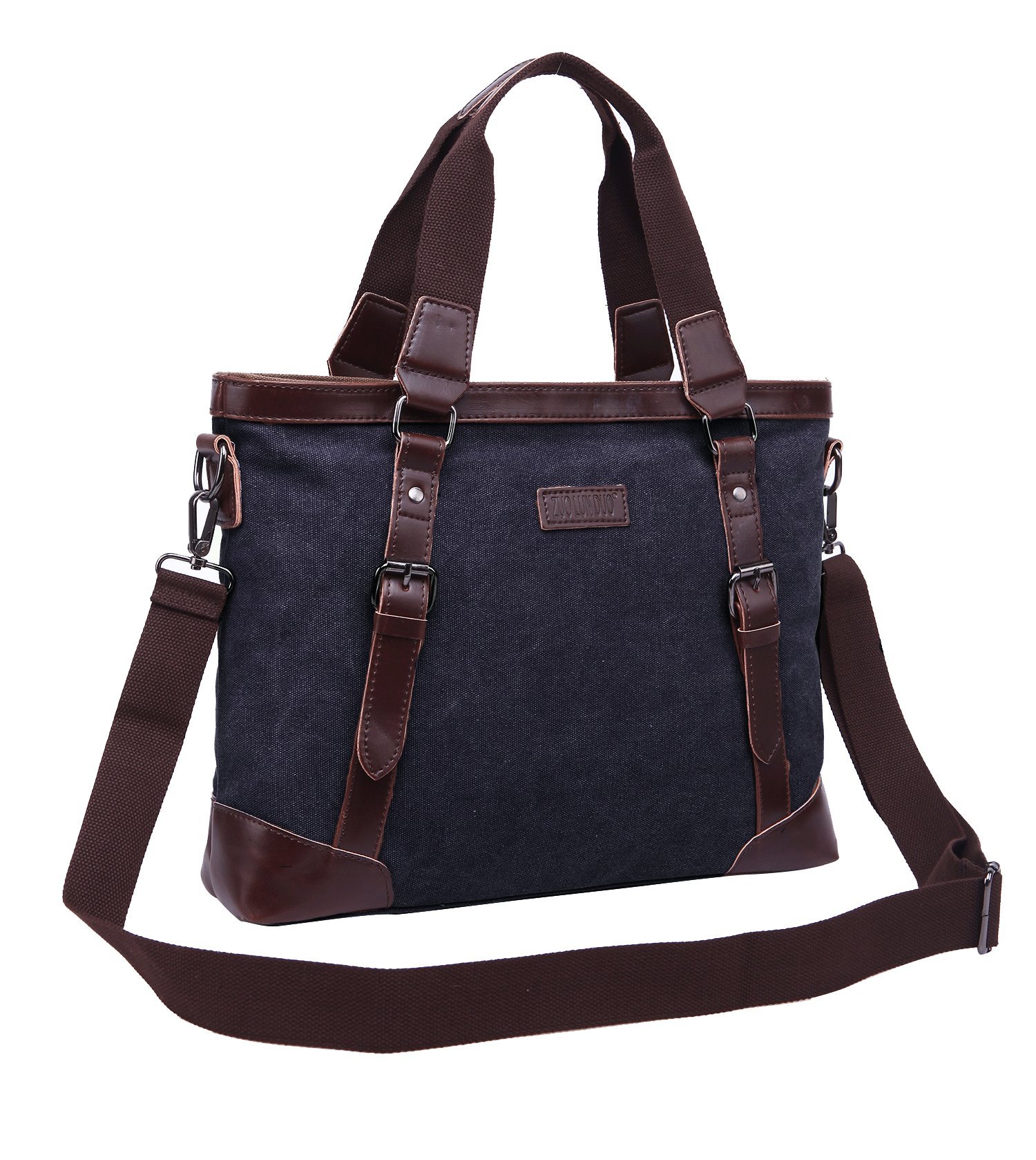 JCTHBAG Men/Women 14 Inch Laptop Notebook Totes, Canvas Shoulder Messenger Bag (Black)