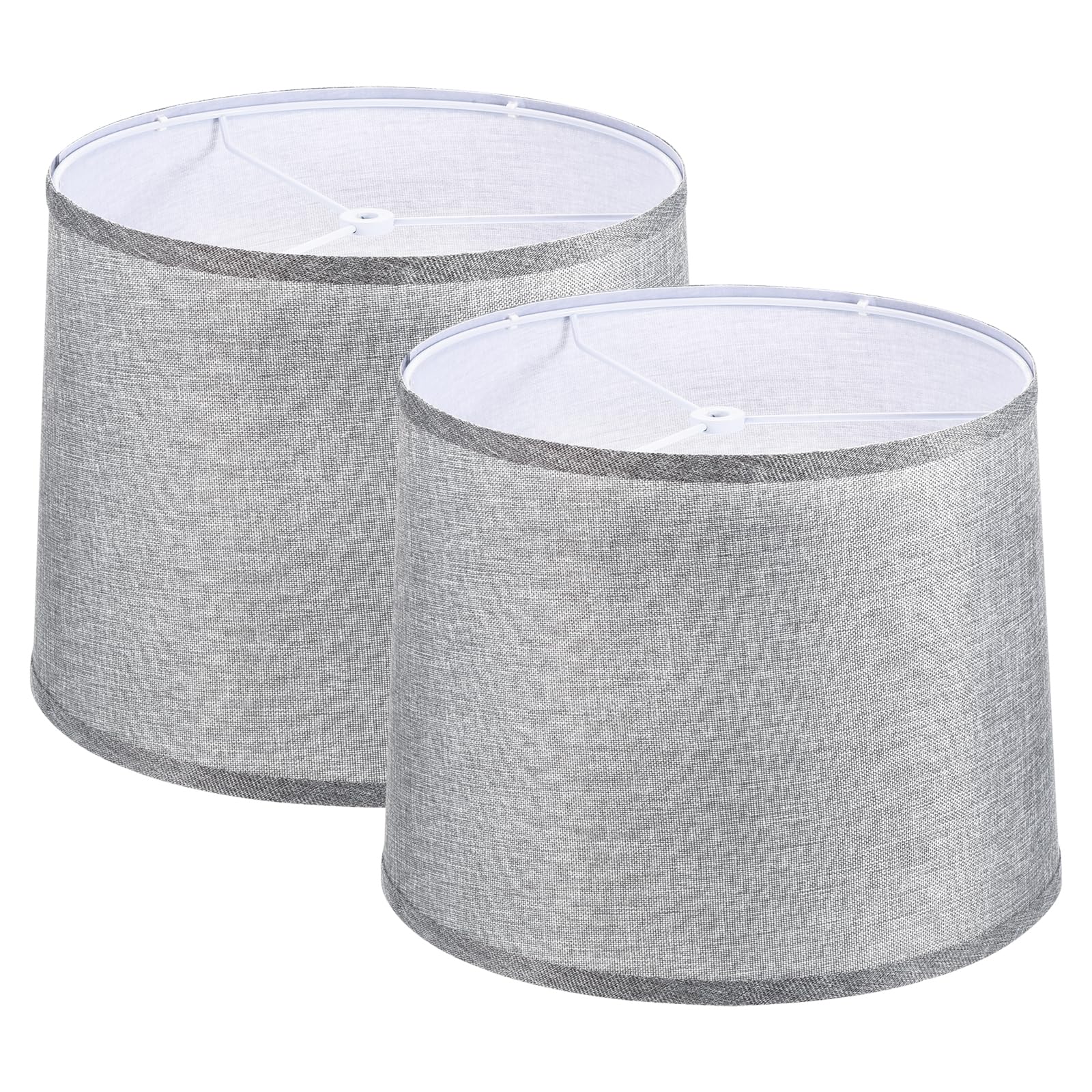 PATIKIL Drum Lampshade for Table Lamps, 11.4" Top x 12.6" Bottom x 9.8" High Floor Lamp Shade Set of 2 Easy Assembly Medium Linen Lampshade for Table Lamps Floor Lamp, Gray