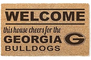 KH Sports Fan Georgia Bulldogs Welcome Coir Doormat, 18x30 Inches; Display Your Team Spirit with This Unique Georgia Bulldogs Rug