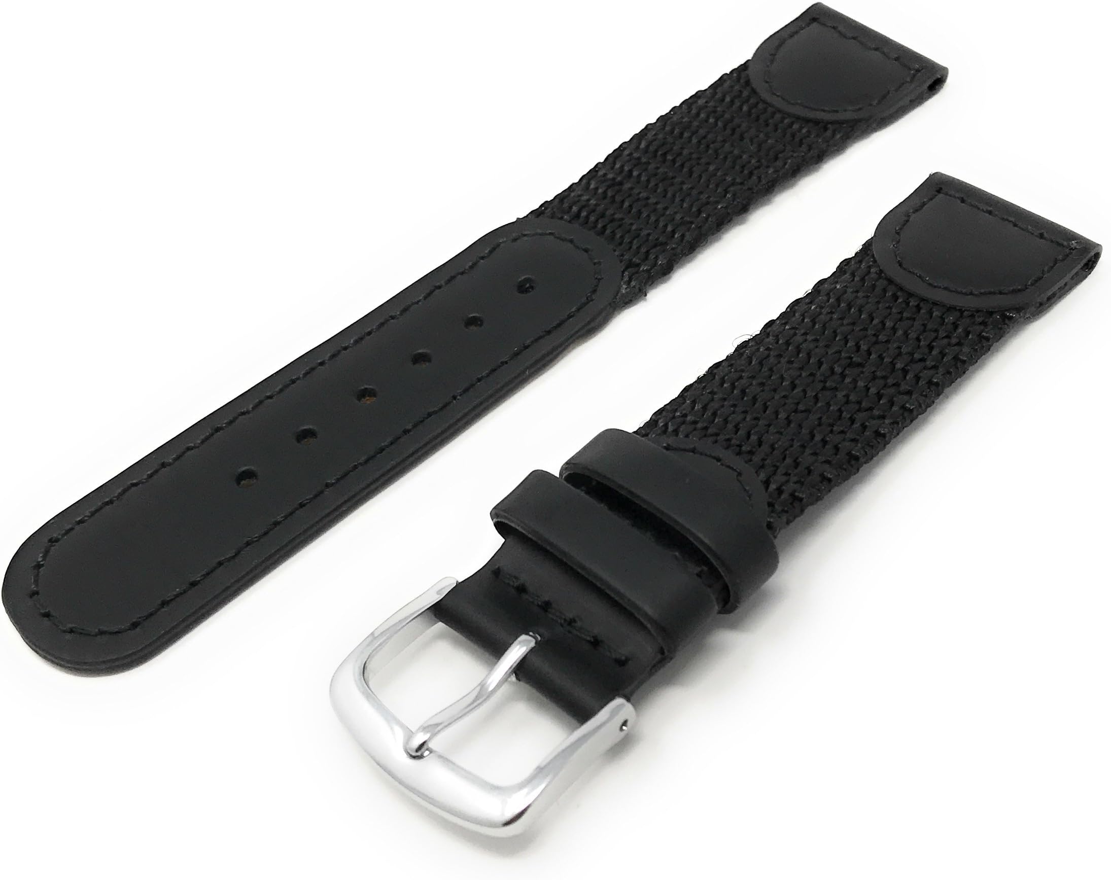 Men's Swiss Army Style Watchband - Color Black Size: 19mm Watch Band - by JP Leatherworks