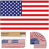 Premium American Made US Flag 3x5 in Decal 10 Pack. USA Printed Red, White and Blue Vinyl America Stickers. Waterproof, Patriotic Pride Labels for Truck or Car Bumper, Laptop, Hard Hat or Water Bottle