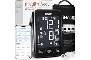 iHealth Accu Blood Pressure Monitor – 4.5" Large LCD, Clinically Accurate, Irregular Heartbeat Alert, Body & Cuff Detection, Bluetooth Sync, Adjustable Large 8.6"–17" Cuff– Easy for Seniors & Adults