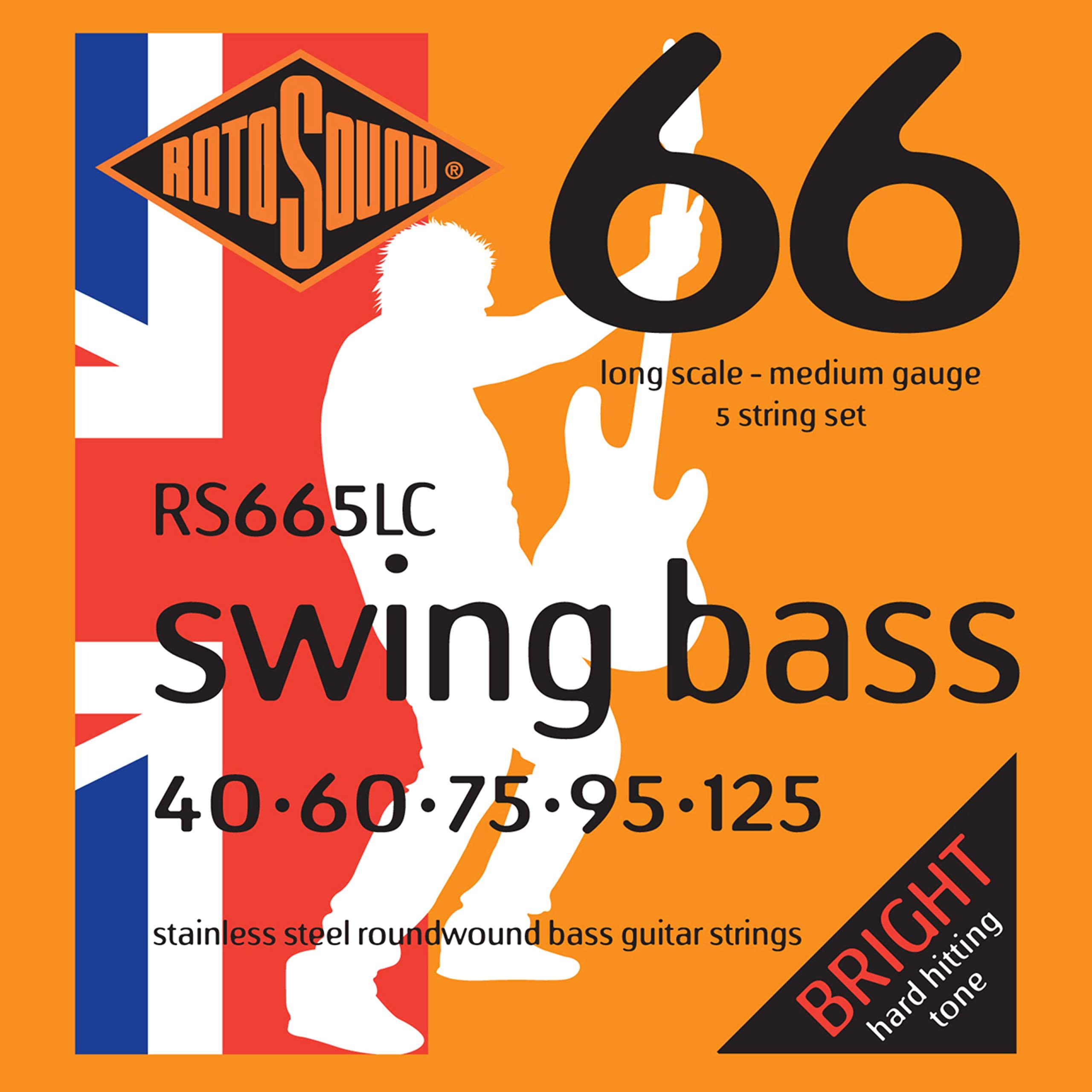Rotosound RS665LC Stainless Steel Medium Gauge Roundwound Bass Strings (40 60 75 95 125)