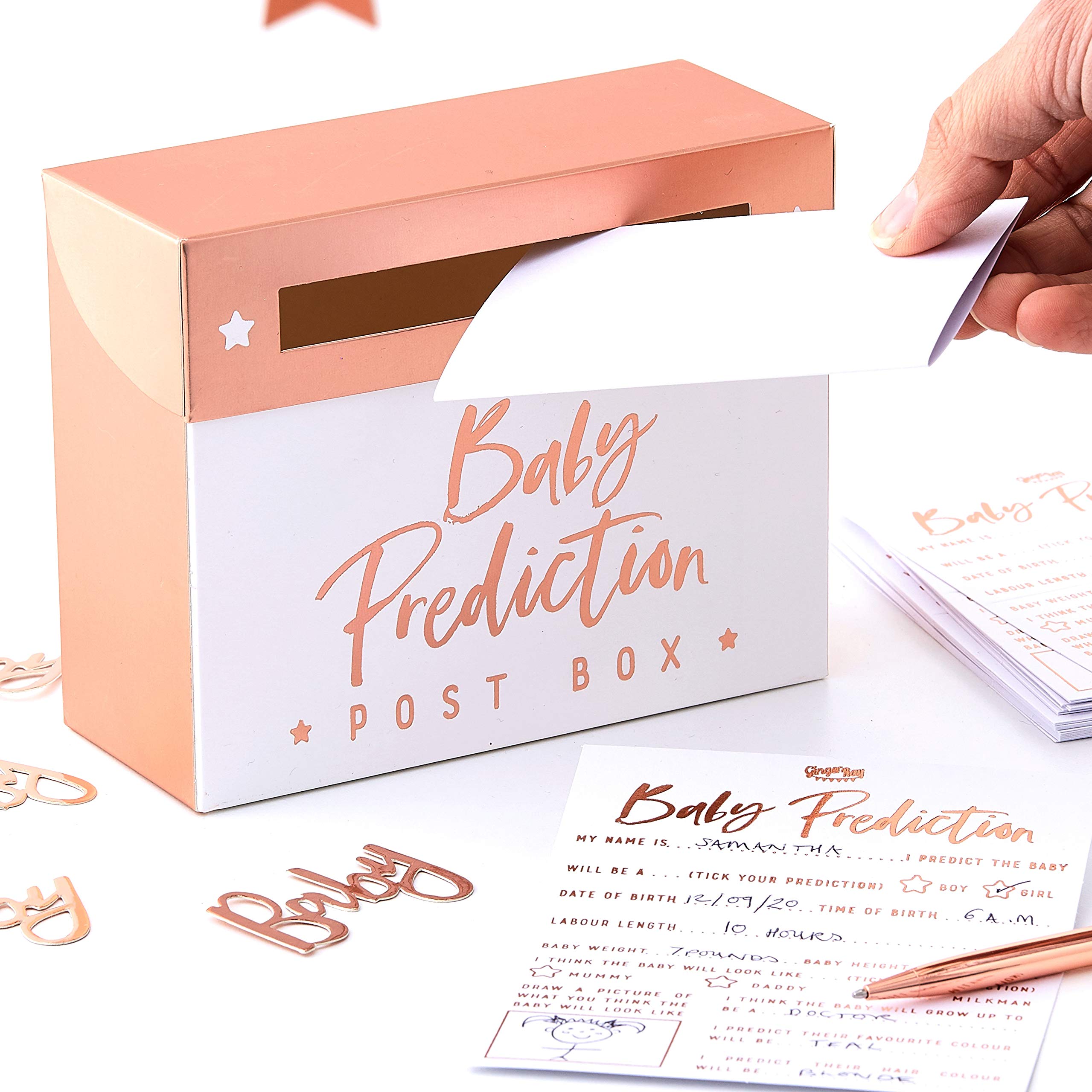 Ginger Ray Rose Gold Baby Shower Gender Reveal Prediction Box Party Game - Twinkle Twinkle