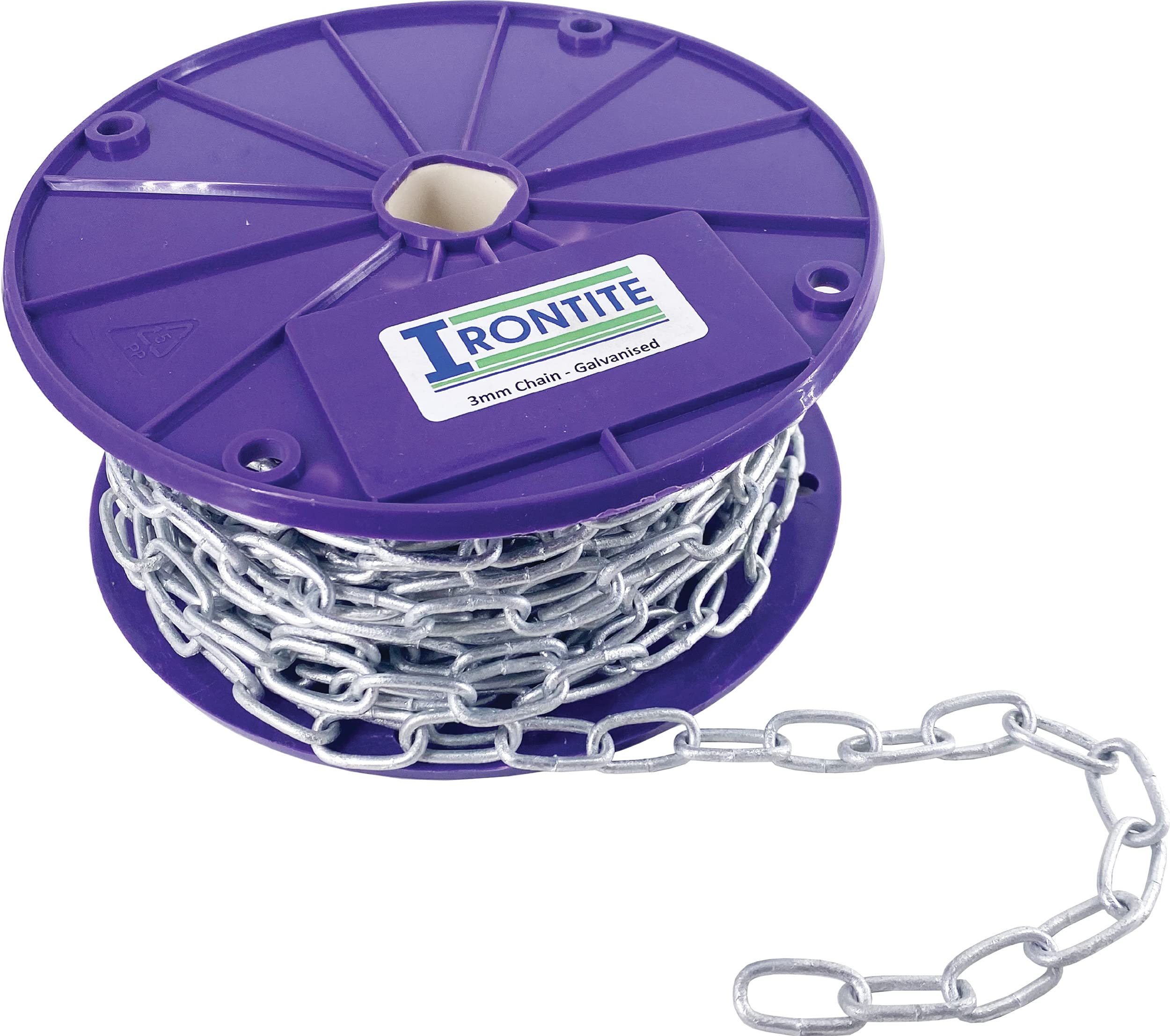 IRONTITE® Heavy Duty 3mm Metal Chain Link 1M - 30M Long, Hot Dipped Galvanised Chain for Long Lasting Weather Protection, Heavy Duty Chain to Suit A Variety of Uses. (5 Metre)