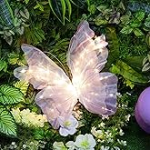 VIHOSE 24'' Purple LED Butterfly Light 3D Silk Light up Large Butterfly Hanging Decoration Mariposas Grandes para Decoracion for Outdoor Spring Wedding Fairy Baby Shower Birthday Party Decor