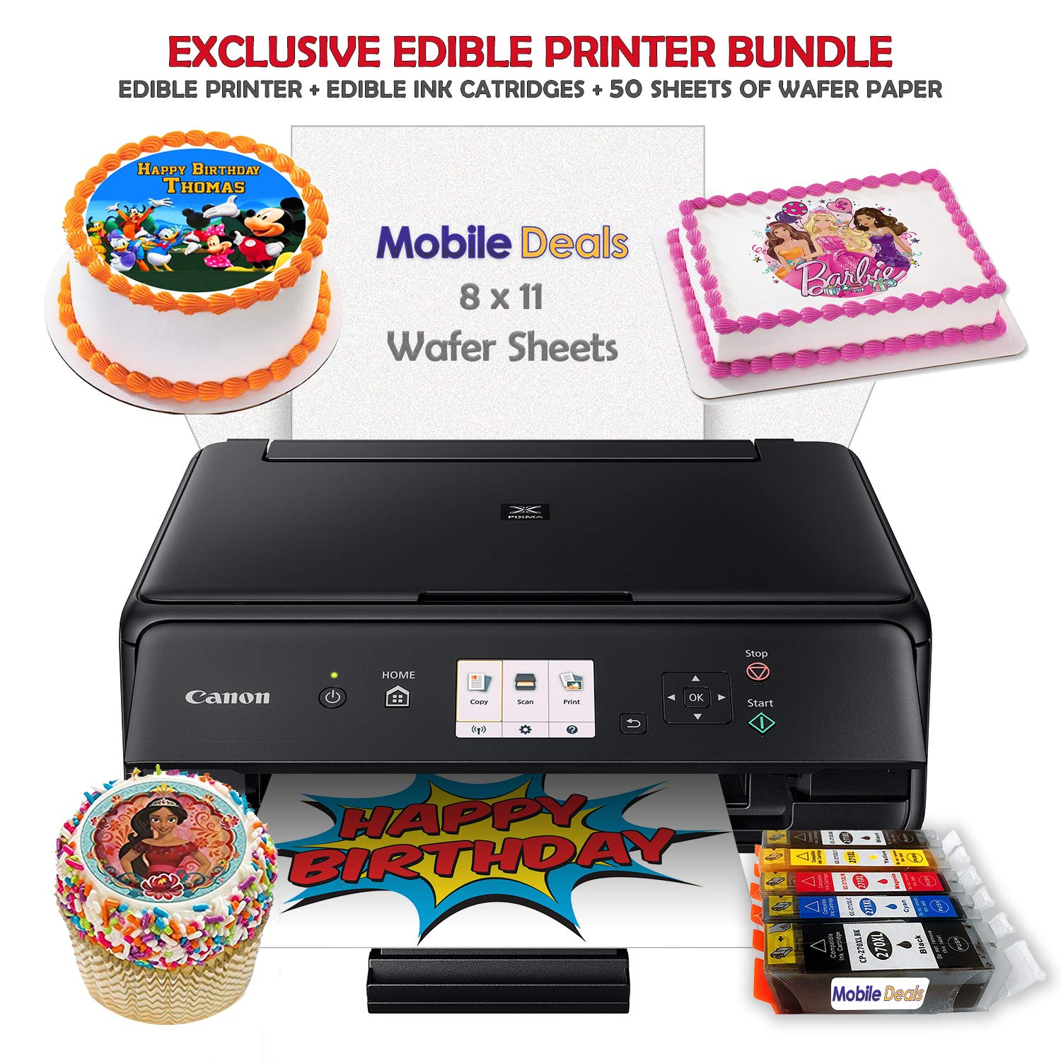 Mobile Deals Edible Birthday Cake Topper and Tasty Treats Image Printer