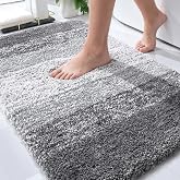 OLANLY Bathroom Rugs Mat 30x20, Extra Soft Absorbent Microfiber Bath Rugs | Grey, Non-Slip Quick-Drying Rubber Backing, Machine Washable Plush Bath Mat for Floor, Tub and Shower, Home Decor Accessories