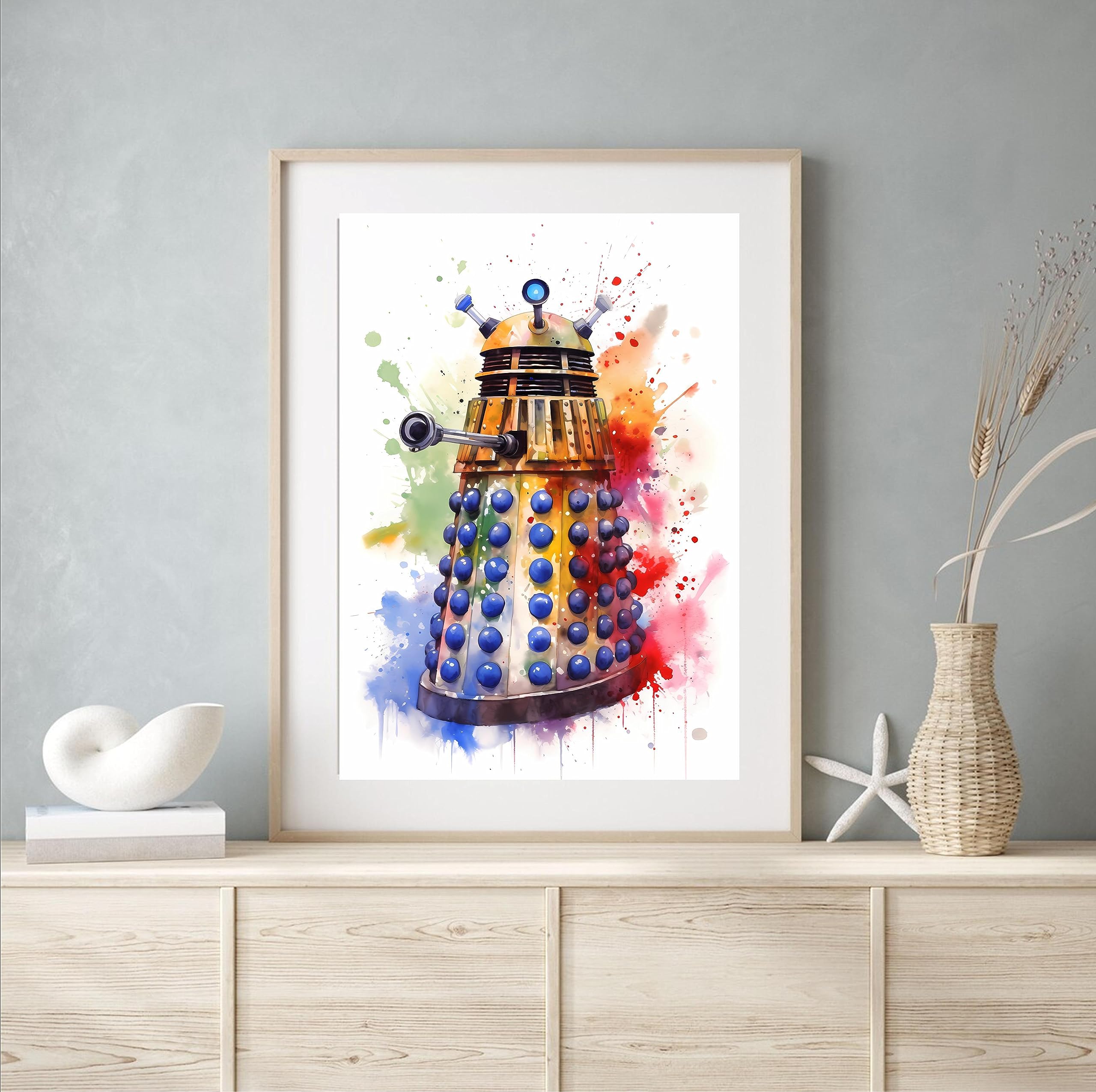 Beauitiful vivid fine art print of a Doctor Who Dalek painting (picture 1) (A3 Print Only 42cm x 29.7cm)
