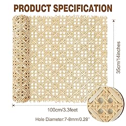 MYFAMIREA 14" Width Pressed T Shape Cane Webbing
