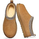 bebealy Genuine Suede Fuzzy Slippers for Women Winter Warm House Shoes Cozy Mini Boots for Indoor Outdoor