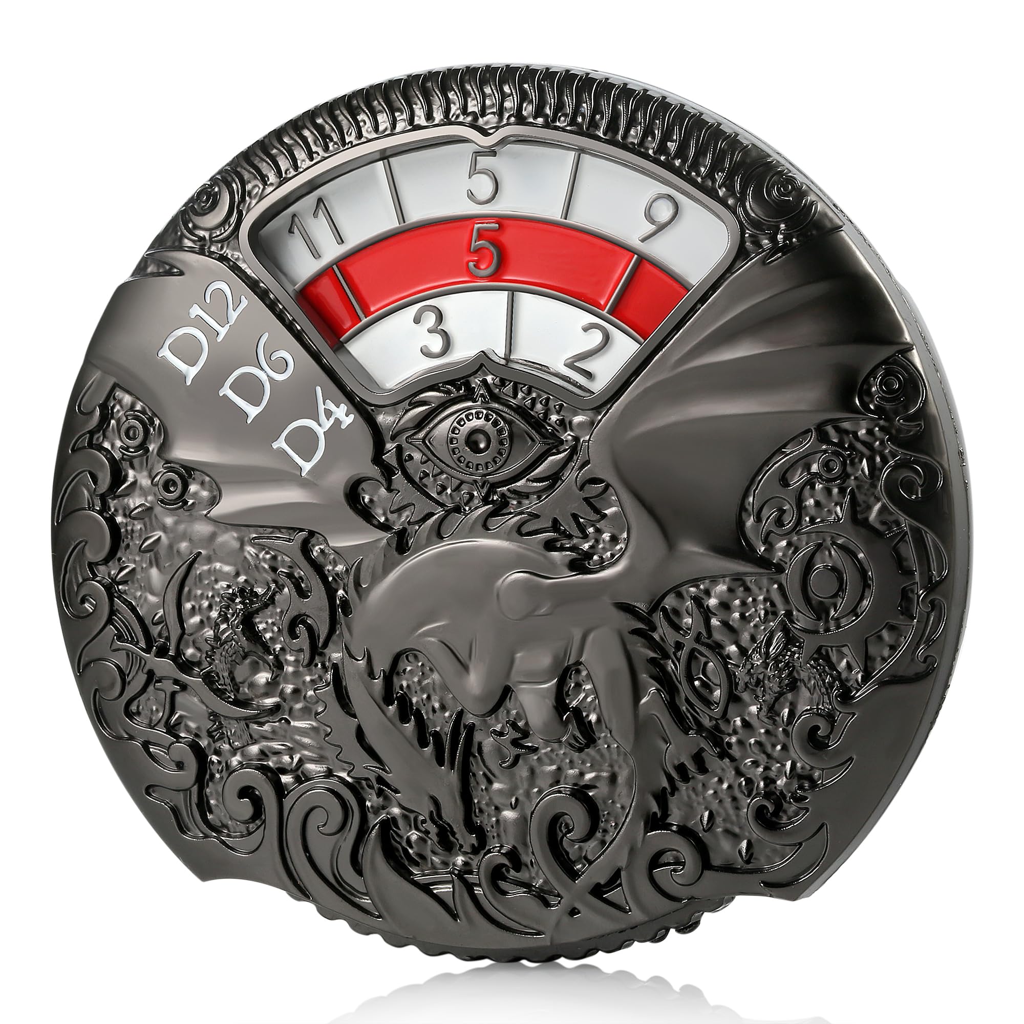 Roulette Spinner Dragons Dice DNDND 7-in-1 Spinner Metal D&D Dice Set with Grogeous Gift Box for Dungeons and Dragon and Rolling Game(Black with Red)