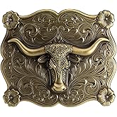 Tolongland Vintage Longhorn Belt Buckle for 1.5" Western Belts - Antique Bronze & Silver Cowboy Cowgirl Accessory