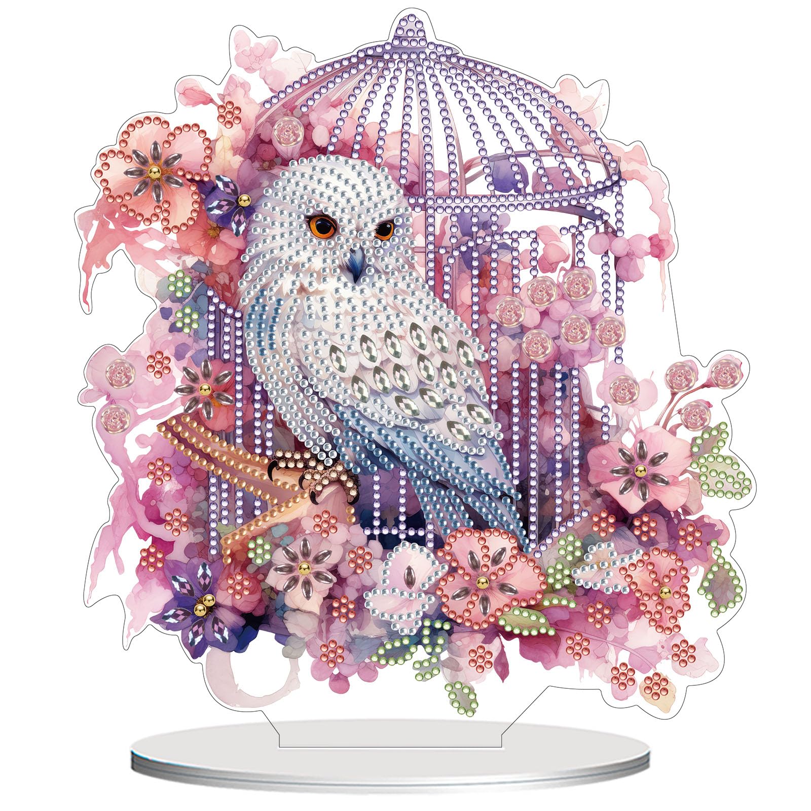 CAYUDEN Diamond Painting Table Ornaments, DIY Owls Diamond Painting Adult 5D Crystal Art Desktop Standing Art Set Diamond Art Tabletop Gem Ornaments Art and Craft Kit for Gift, Decoration