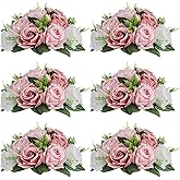 NUPTIO Flower Balls for Wedding Centerpieces - 6 Pcs 9.5 inch Diameter Fake Flower Ball Arrangement Bouquet Party Centerpieces for Tables - Dusty Rose Bouquet Centerpiece Flowers for Wedding Table