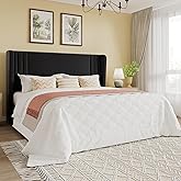 SHA CERLIN Queen Size Velvet Upholstered Platform Bed Frame with Vertical Channel Tufted Wingback Headboard, Wooden Slats Support, Easy Assembly, Under Bed Storage, No Box Spring Required, Black