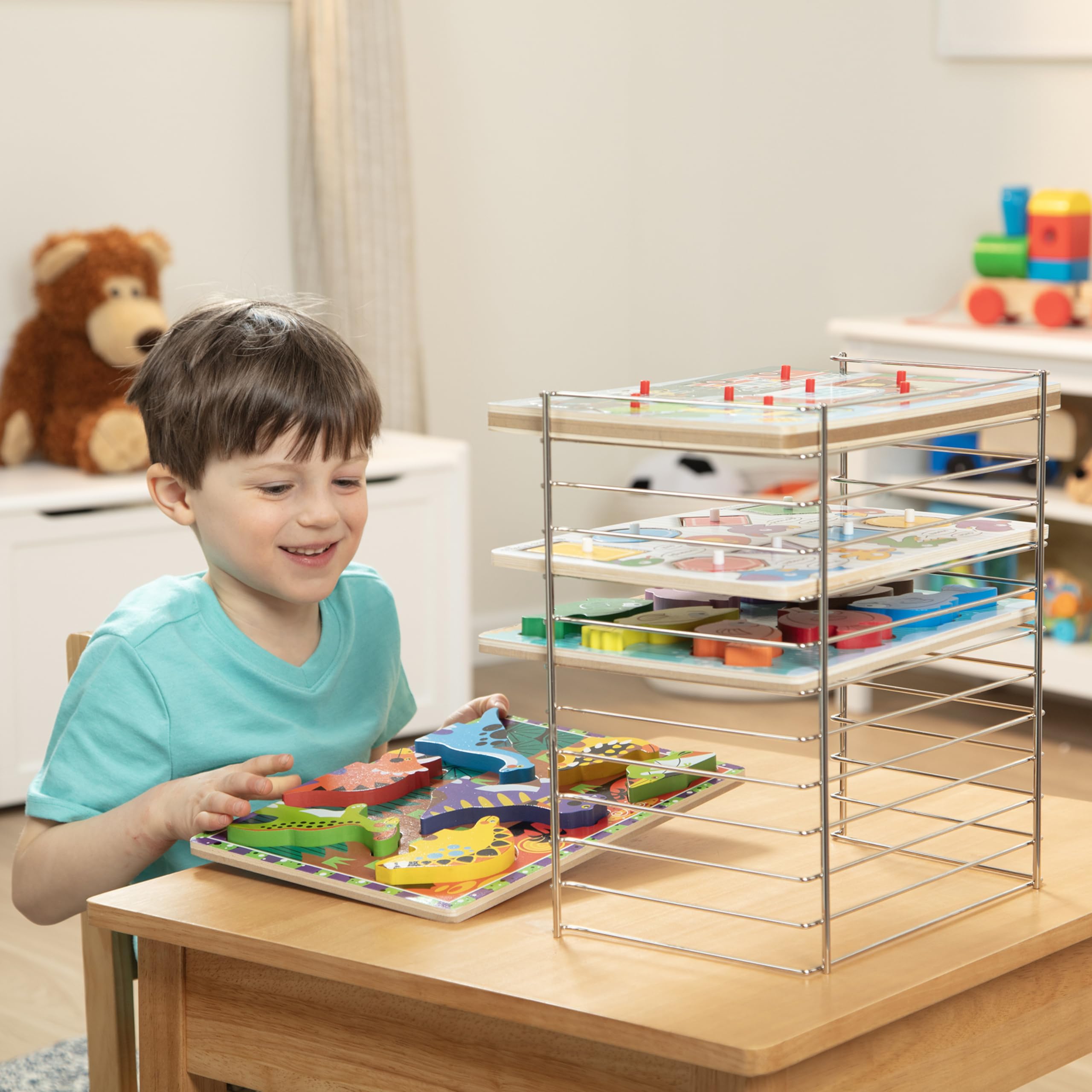 Melissa & Doug Multi-Fit Metal Wire Puzzle Rack 12 inches wide and 0.75 inches deep