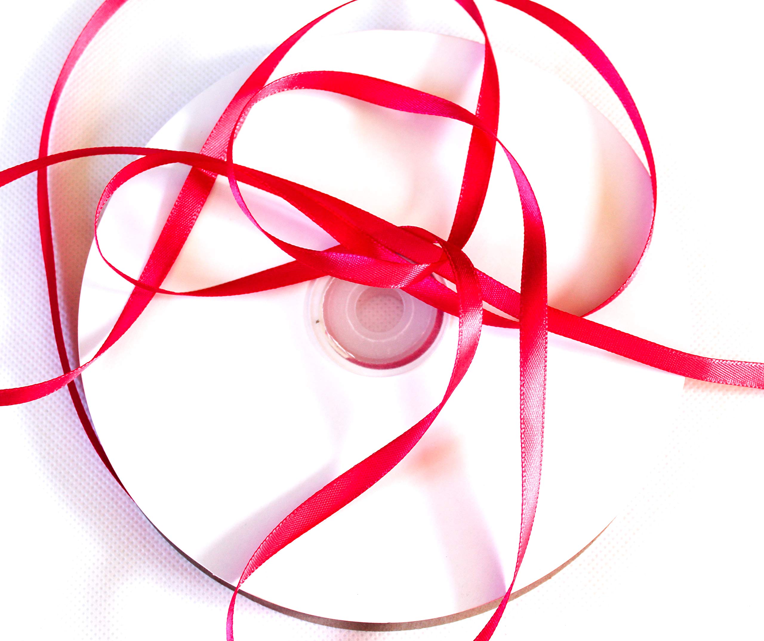 100 m Double Faced Satin Ribbon 6 mm wide : Dark Pink