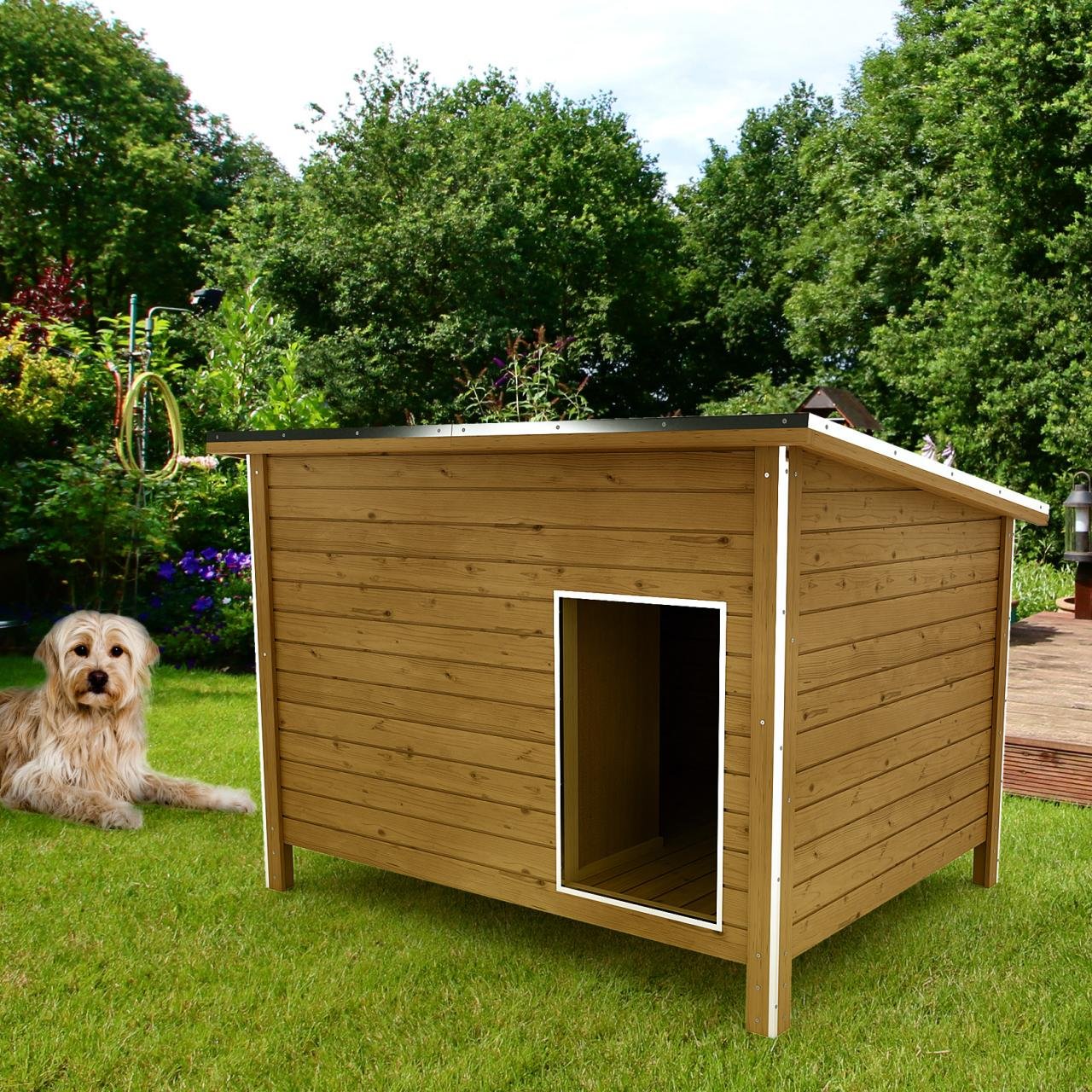 Dog Hut Dog House Insulated Against Wind With Solid Wood Partition