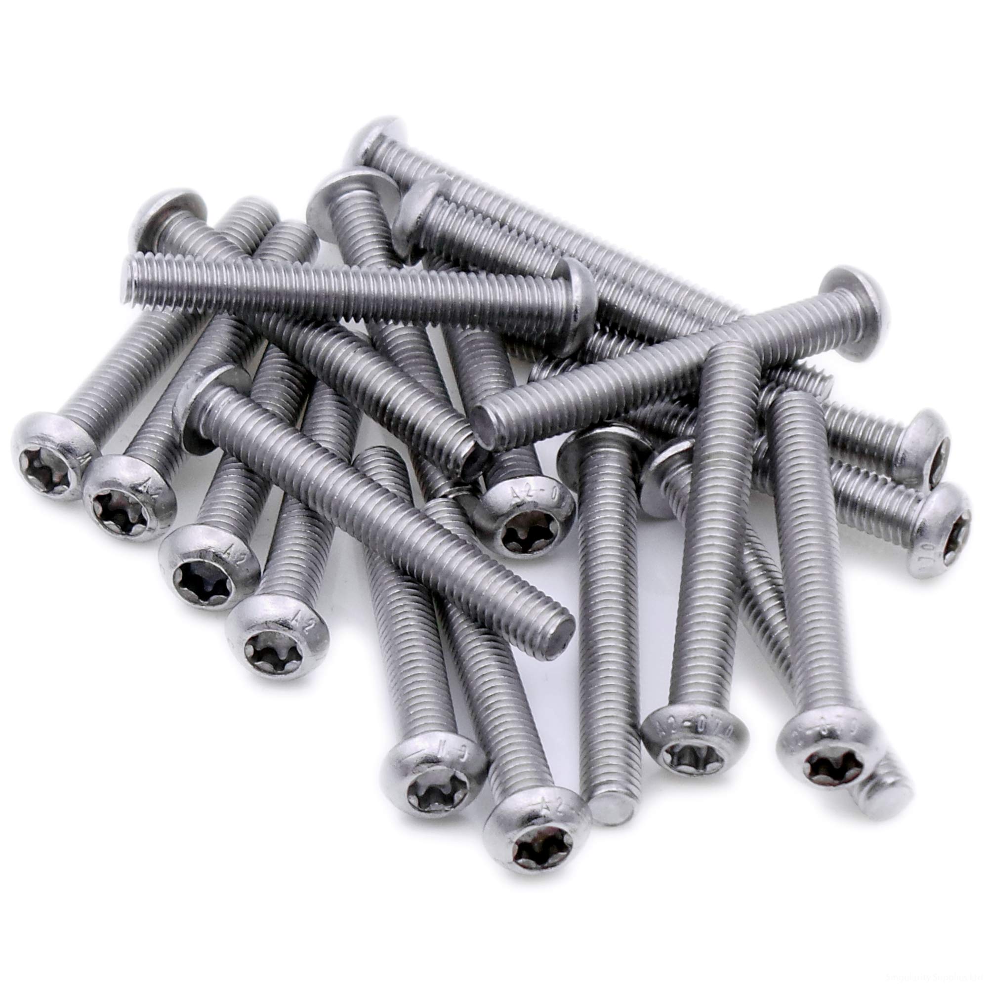 M4 (4mm x 25mm) TX Socket Button Machine Screw (Bolt) - Stainless Steel (A2) (Pack of 20)