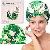 Kitsch Luxury Reusable Waterproof Shower Cap for Women Men Palm Leaves