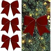 Roberly 18 Pcs Christmas Decorations Velvet Bows for Christmas Tree, 6 Inch Vintage Burgundy Bows Ribbon Ornaments for Garland Gift DIY Crafts Xmas Wreaths Wrapping Outdoor Indoor Home Decor