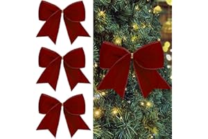 Roberly 18 Pcs Christmas Decorations Velvet Bows for Christmas Tree, 6 Inch Vintage Burgundy Bows Ribbon Ornaments for Garland Gift DIY Crafts Xmas Wreaths Wrapping Outdoor Indoor Home Decor