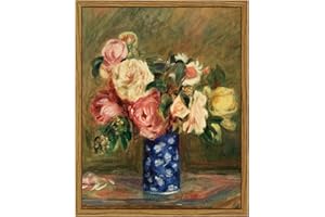 ARPEOTCY Framed Canvas Print Wall Art, Vintage Rose Flower Wall Art Home Decor, Floral Oil Painting for Living Room, Office, Farmhouse Decor, 8"x10" Natural (Bouquet of Roses)