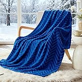 Whale Flotilla Flannel Fleece Throw Blanket for Couch Sofa Bed, Soft Velvet Lightweight Throws Plush Fluffy Chevron Design Decorative Blankets for All Season, 50x60 Inch, Royal Blue
