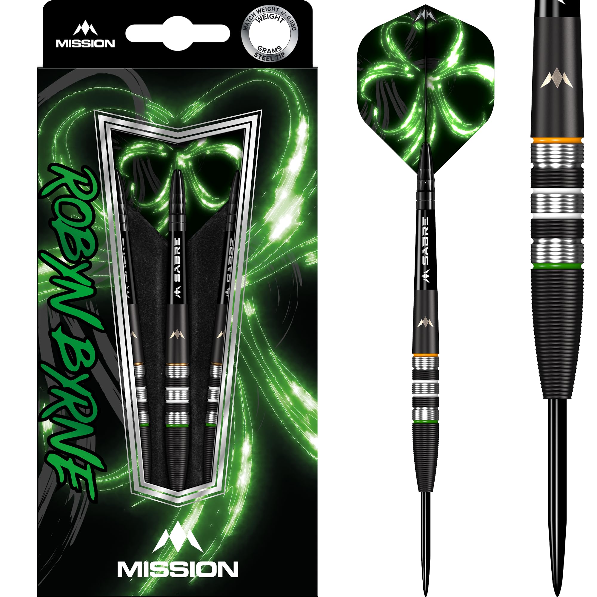 Mission Darts Robyn Byrne Darts | Steel Tip | Black Titanium, 90% Tungsten, 25g (D1654)