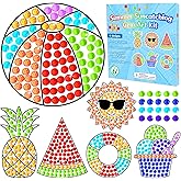 Qyeahkj 6pcs Summer Arts and Crafts Kits Suncatcher Easy Art Craft for Kids Children Teenagers at 4-12 DIY Fun Sun Fruit Diamond Painting Kits for Girls Boys Ages 3 4 5 6 8 10 12